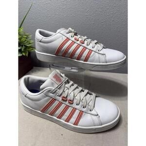 K-Swiss White and Red Classic Sneakers SZ 9